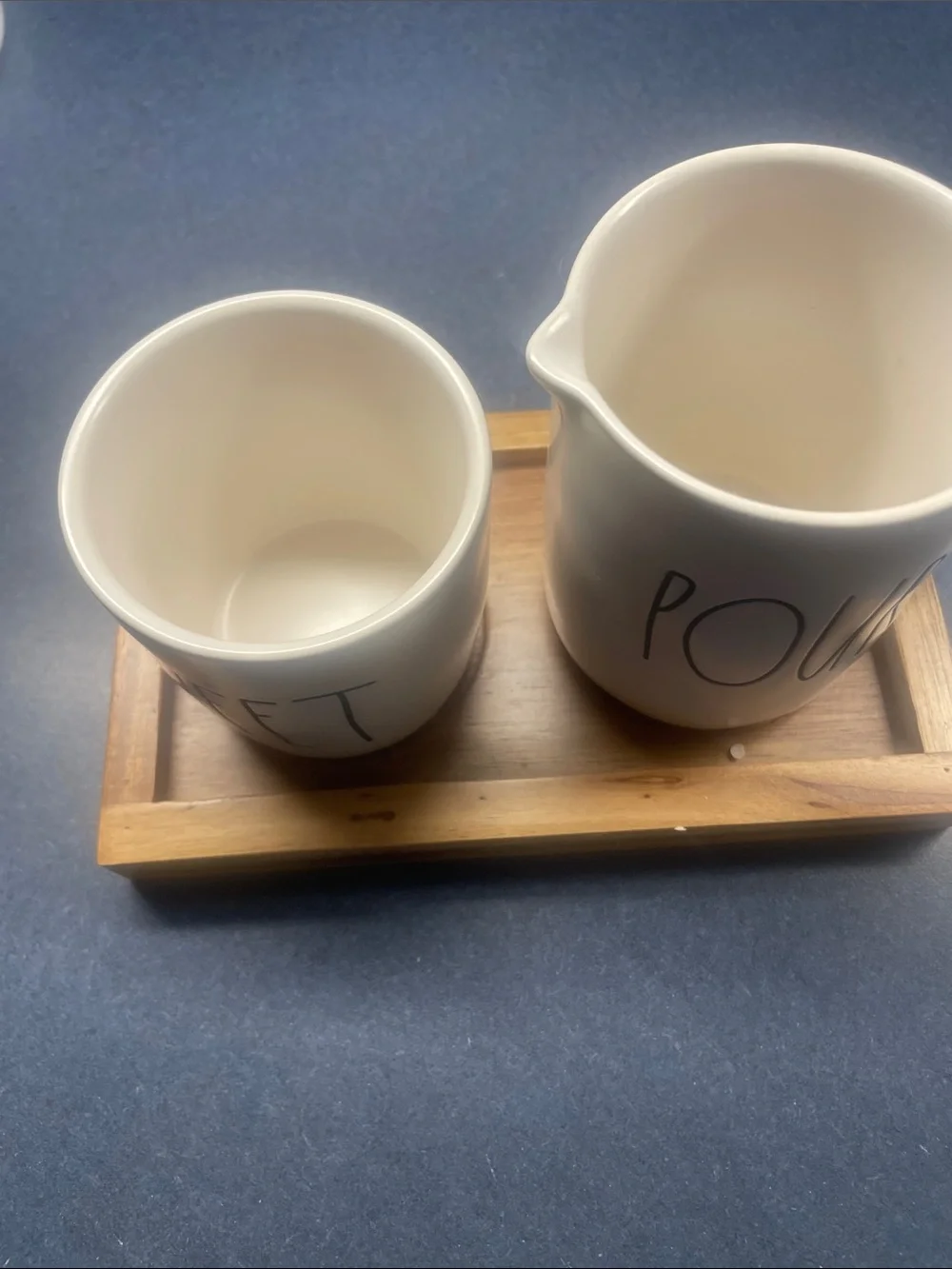 Rae Dunn 'Pour' Cream Pitcher with 'Sweet' Canister - Cream